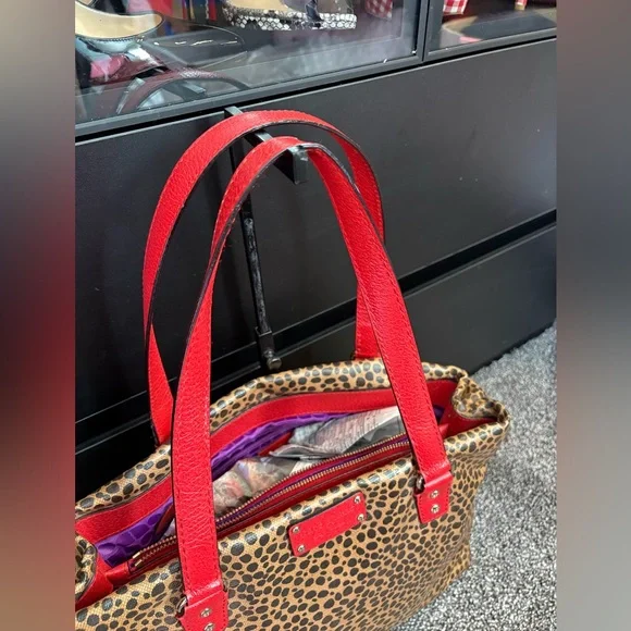 Kate Spade Red and Brown Leopard Print Tote - Picture 5 of 5